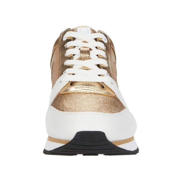 New! MICHAEL KORS Women's Billie Leather Sneakers Trainer Shoes Size 6 Pale Gold - Picture 4 of 15